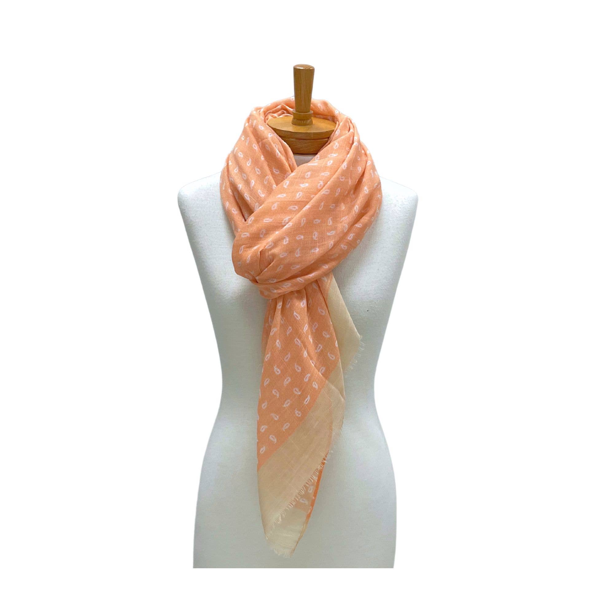 Apricot Little Paisley Monogram Scarf