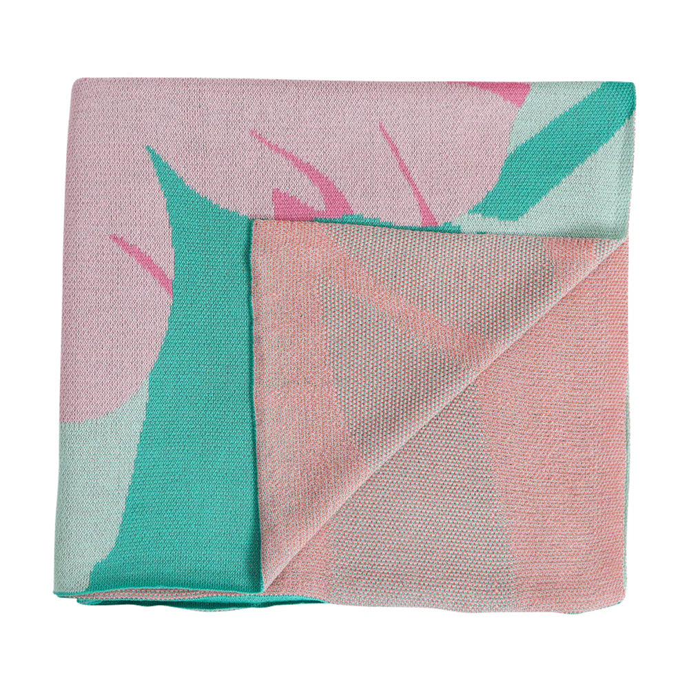 Cotton Knit Throw Hibiscus