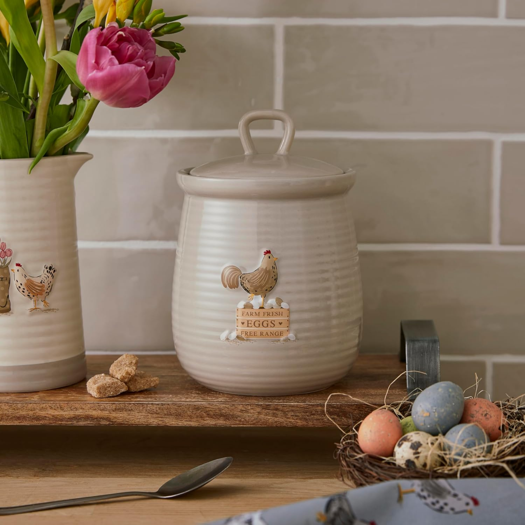 Farm Fresh Eggs Canister Hen House Lane