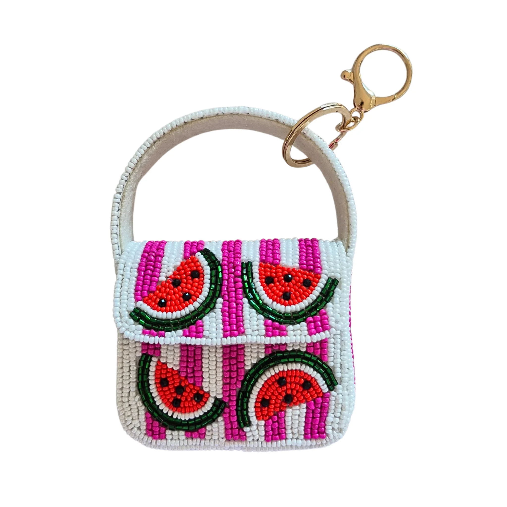 Mini Beaded Handbag Keychain Watermelon