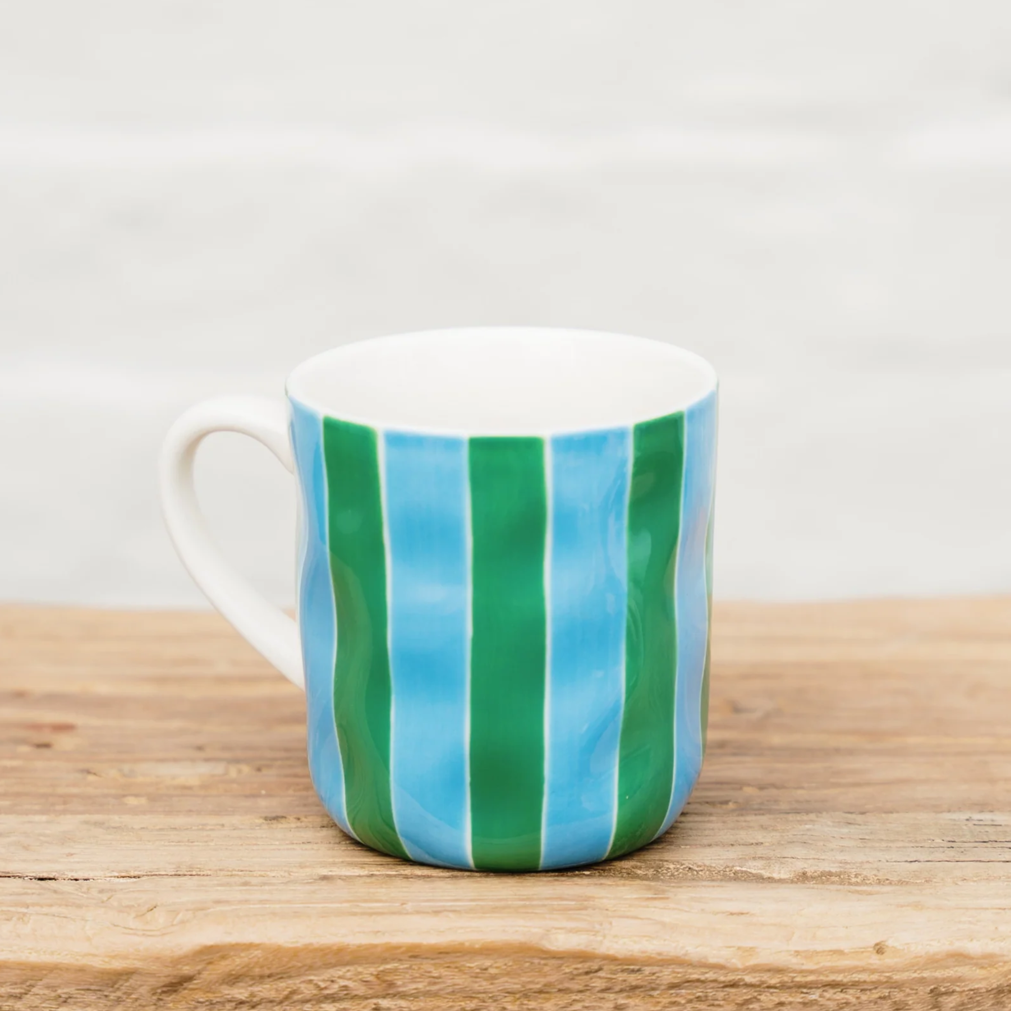 Green & Cornflower Blue Stripe Mug
