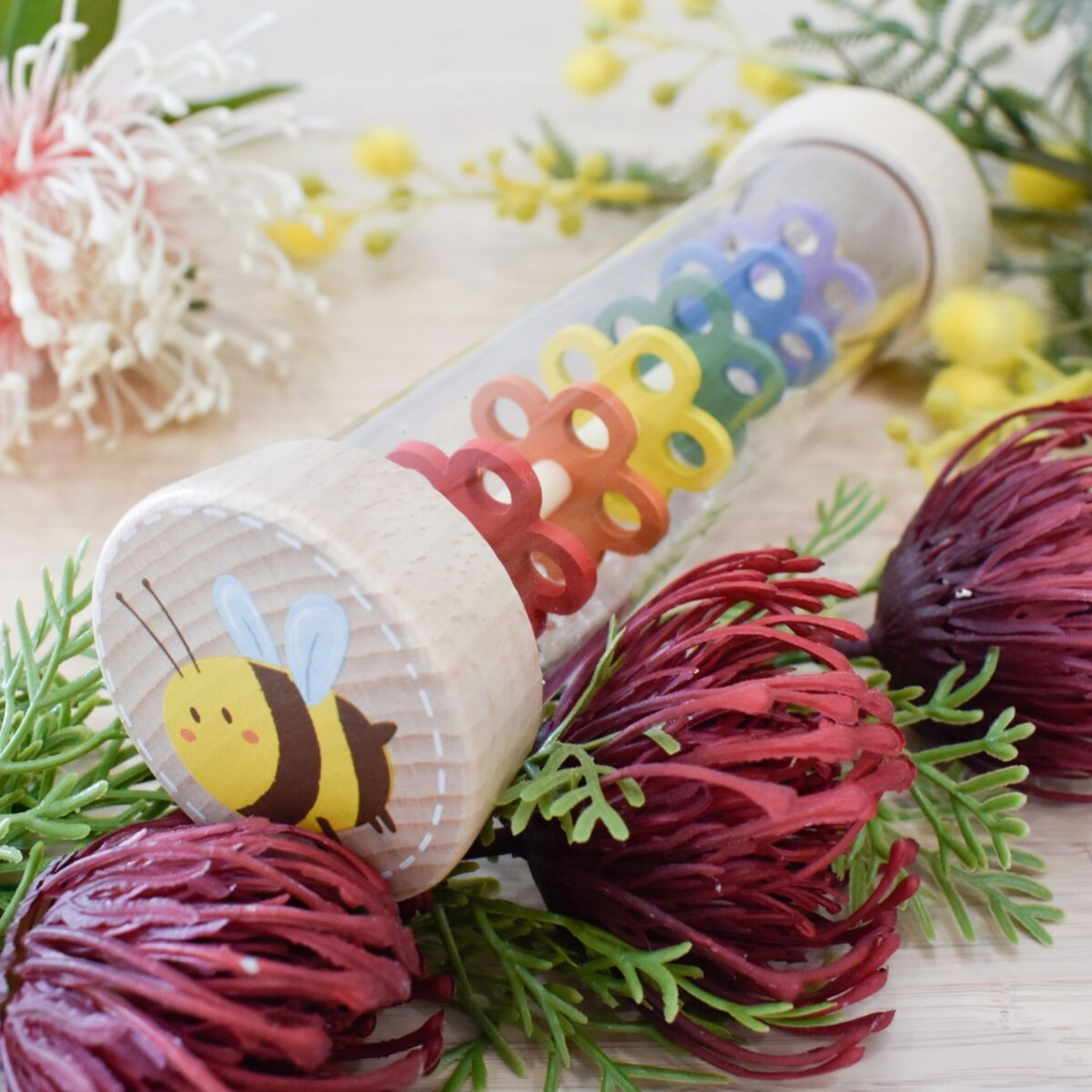 Wooden Spring Insect Rainmaker Rattle Bee