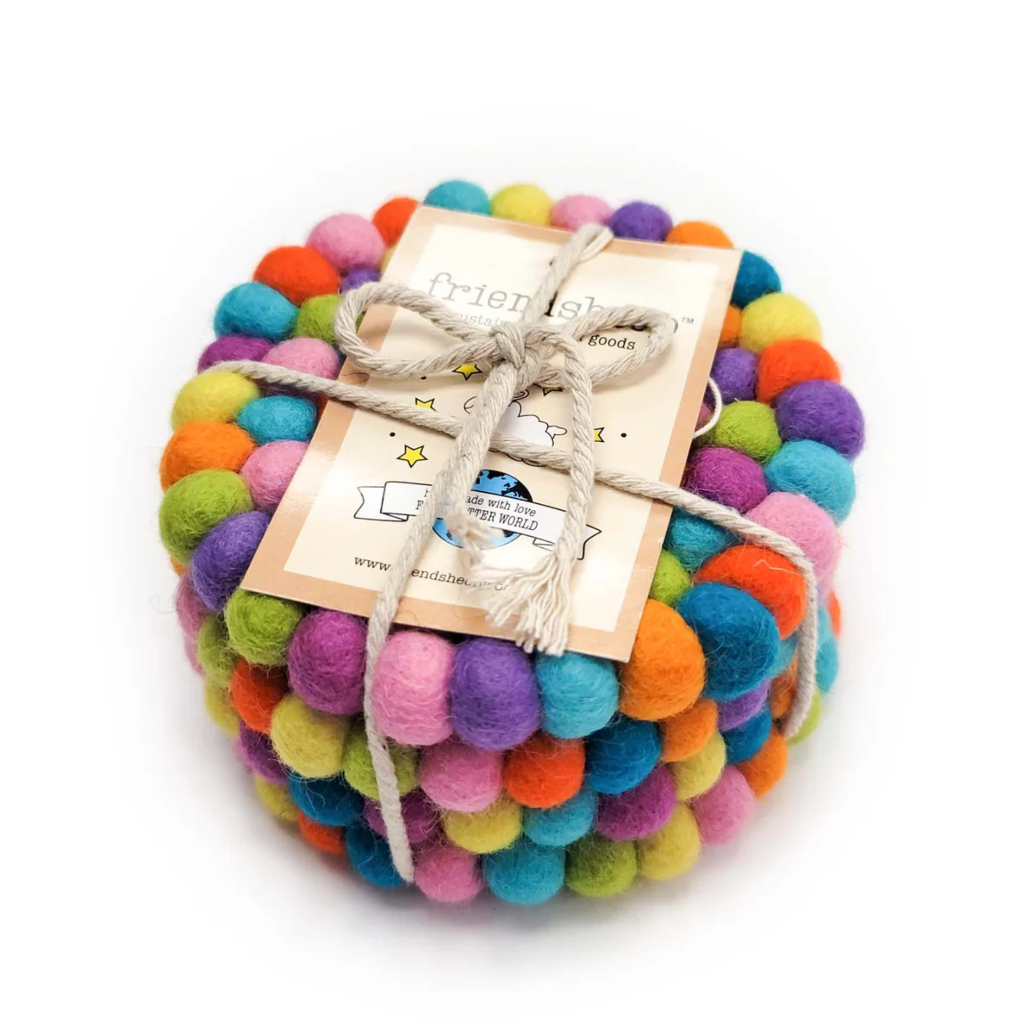 Set Of 4 Eco Coasters Shiny Happy