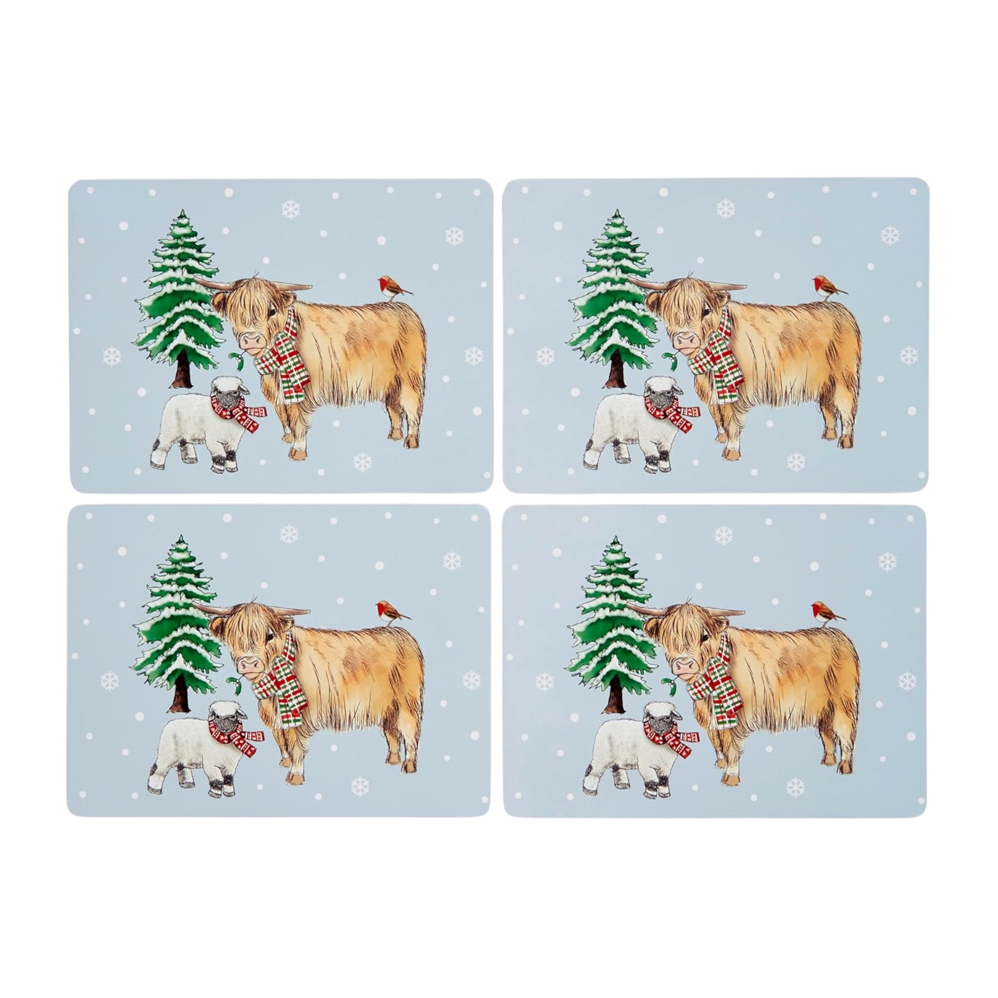 Set Of 4 Placemats Christmas On The Farm