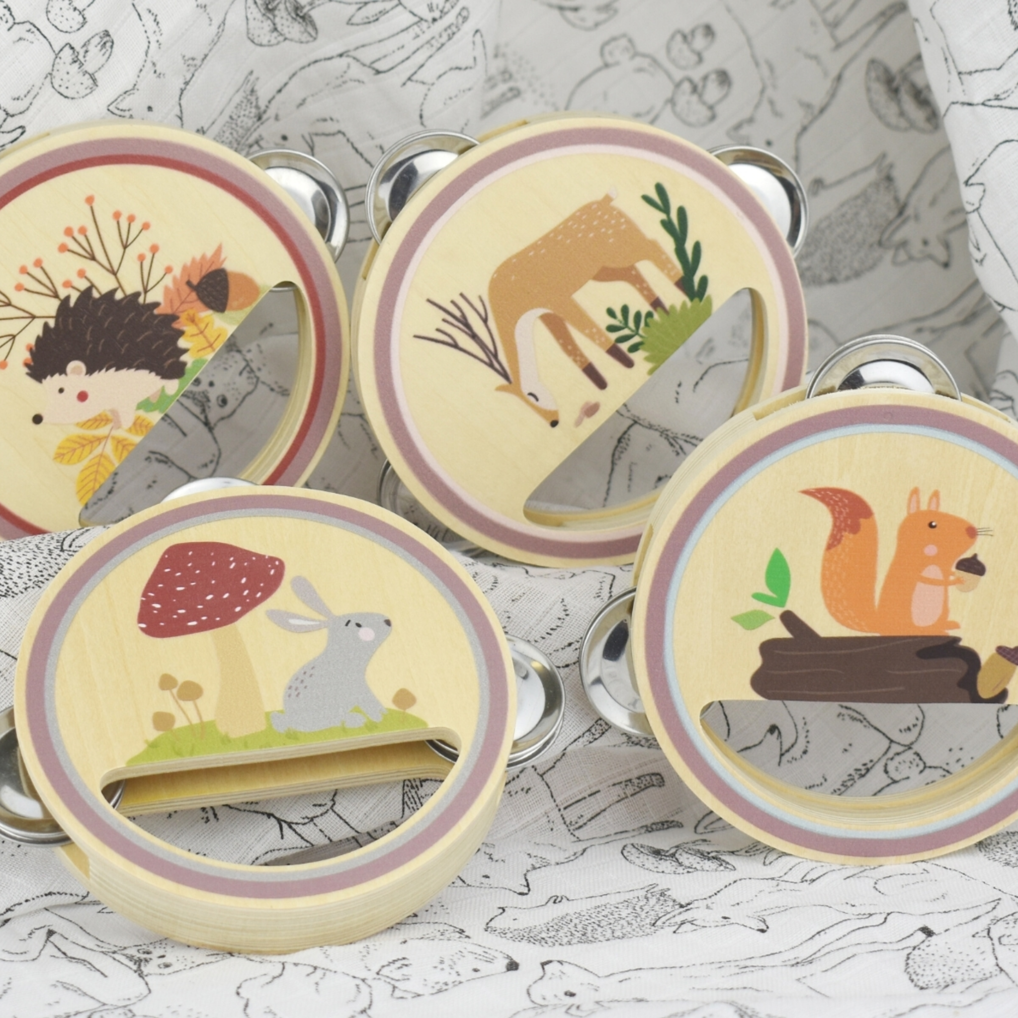 Calm & Breezy Woodland Wooden Tambourine Squirrel