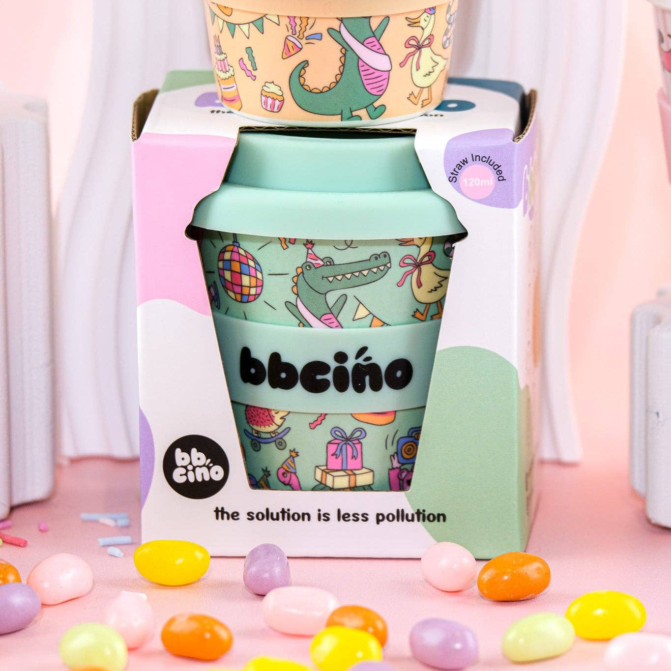 Reusable Babycino Bamboo Cup Party Animal Green (120ml)