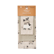 Linen Blend 3 Pack Of Tea Towels Highland Sheep