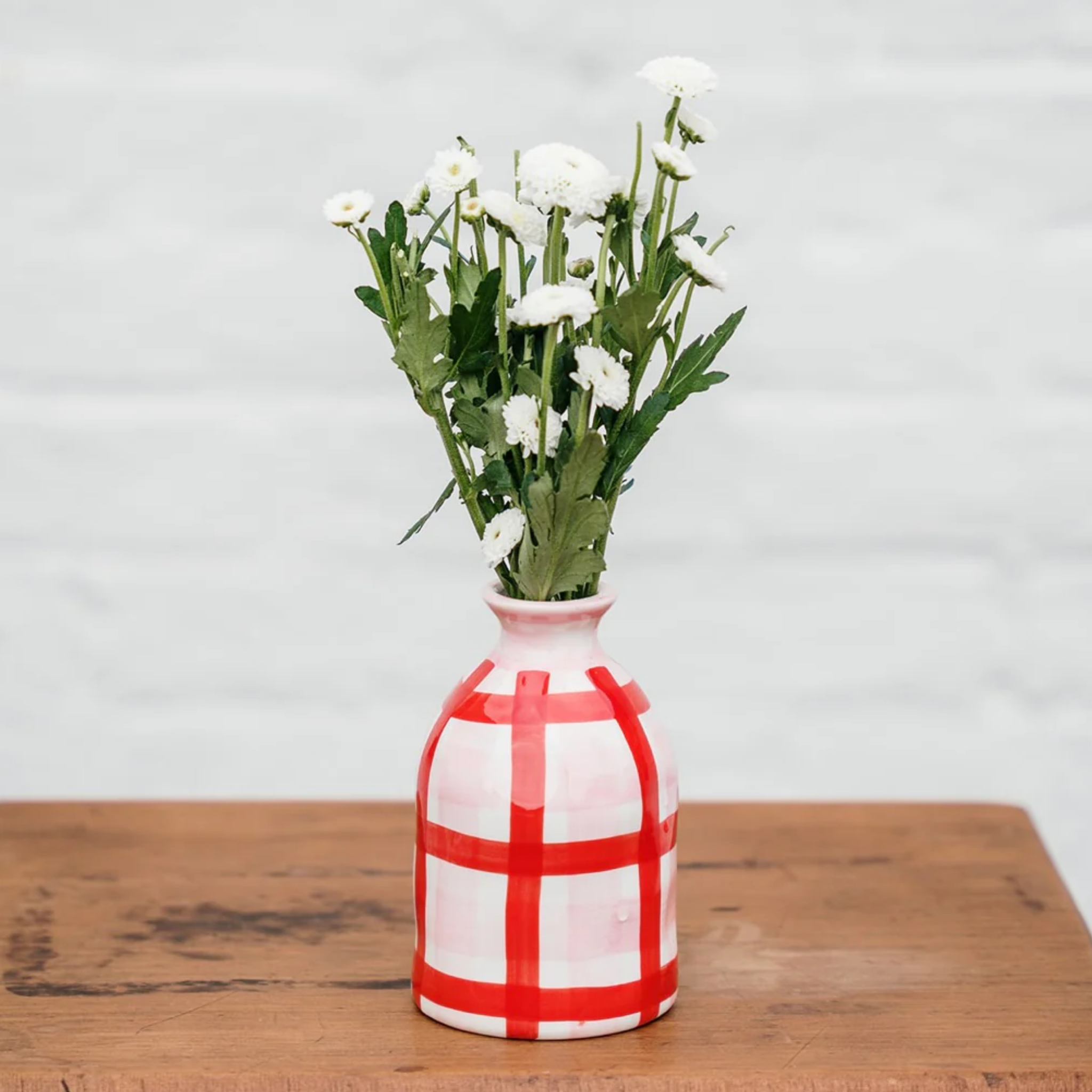 Pink & Red Gingham Bud Vase