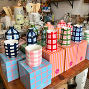 Navy & Cornflower Gingham Bud Vase