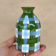 Emerald & Cornflower Gingham Bud Vase