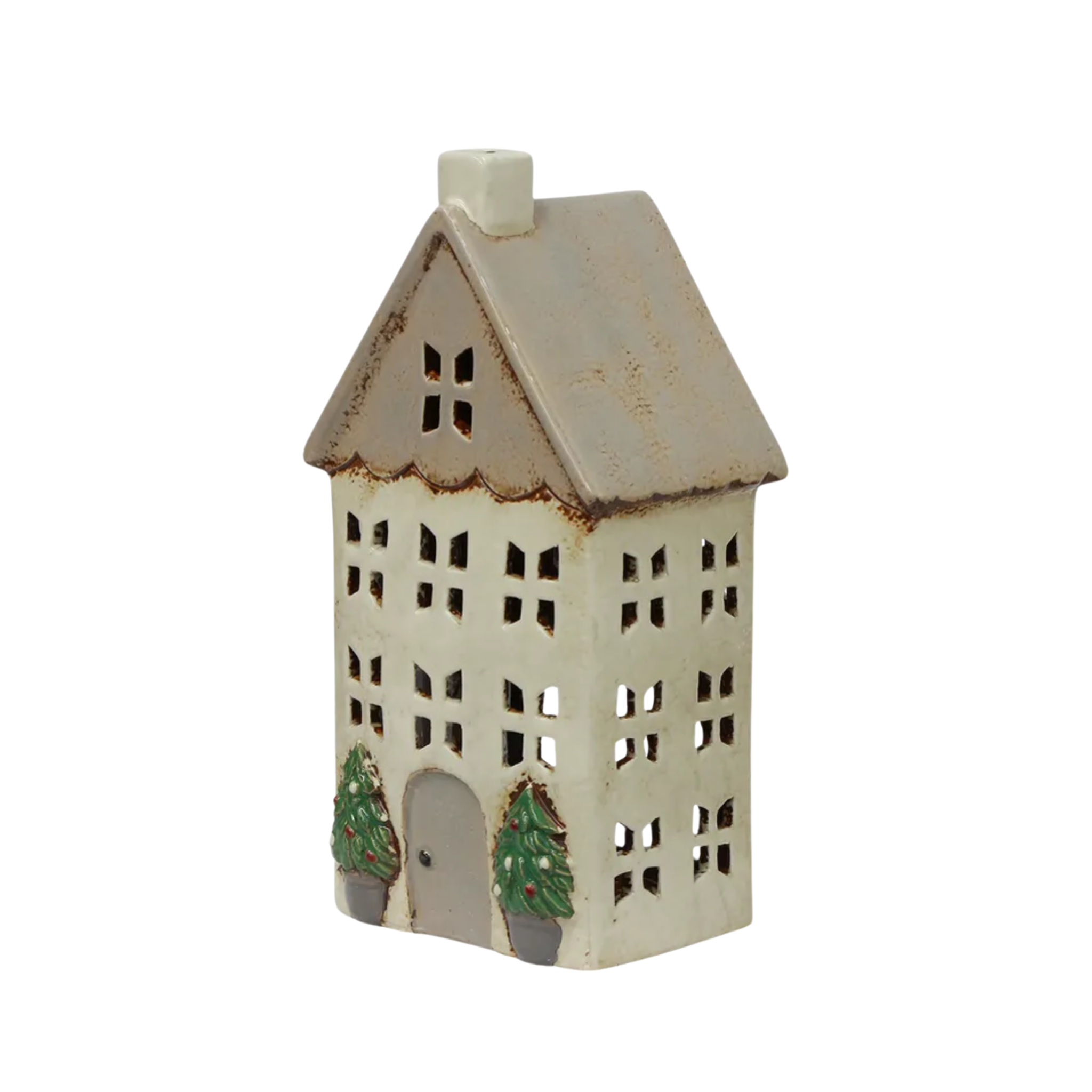 Christmas Tea Light House Stone with Pots Medium