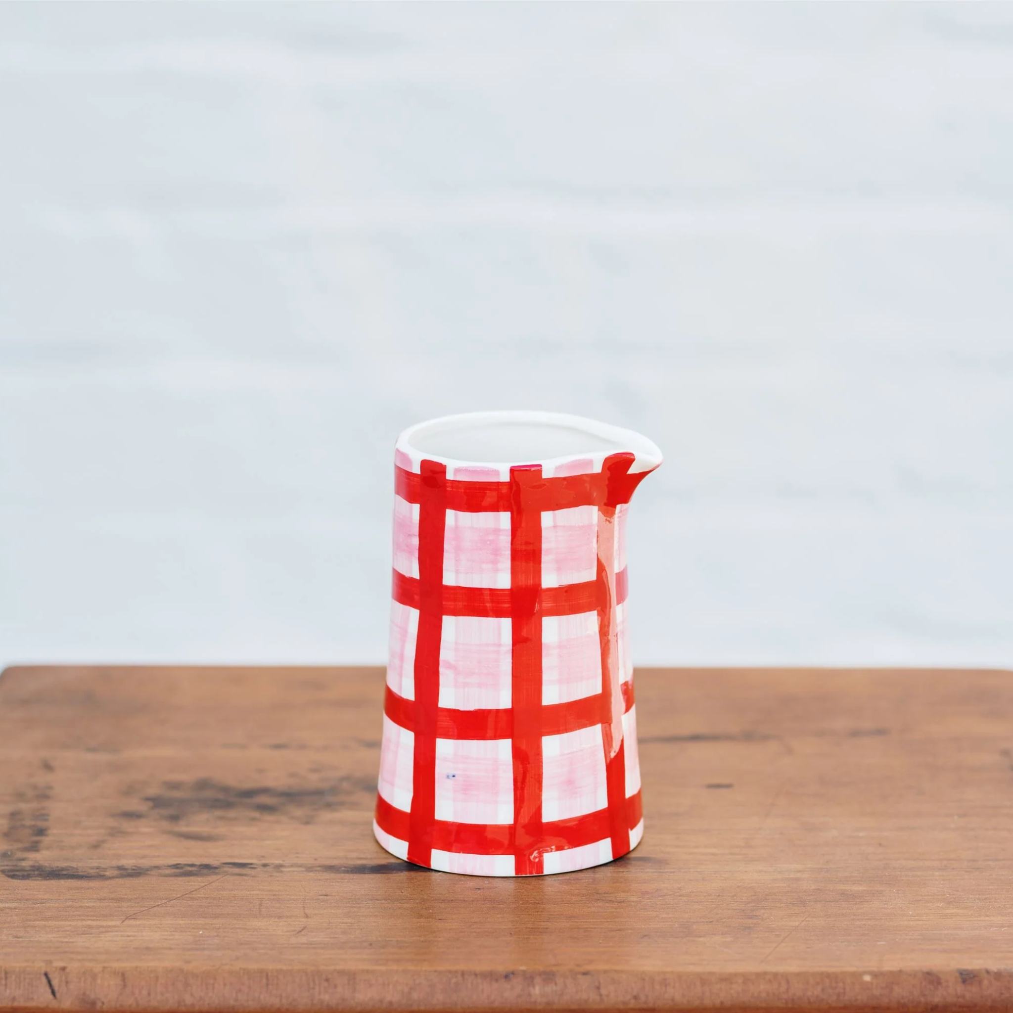 Pink & Red Gingham Milk Jug