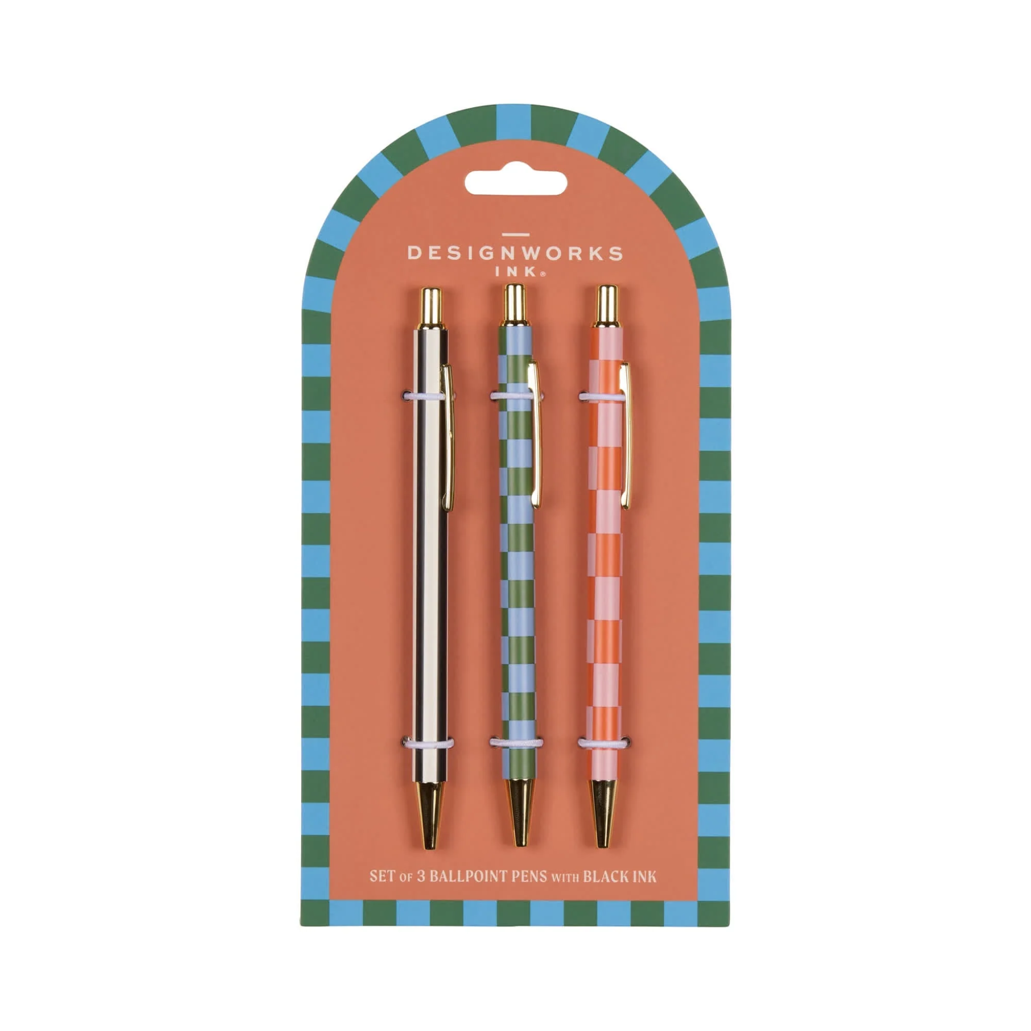 A Dopo Set Of 3 Pens Stripes & Checks