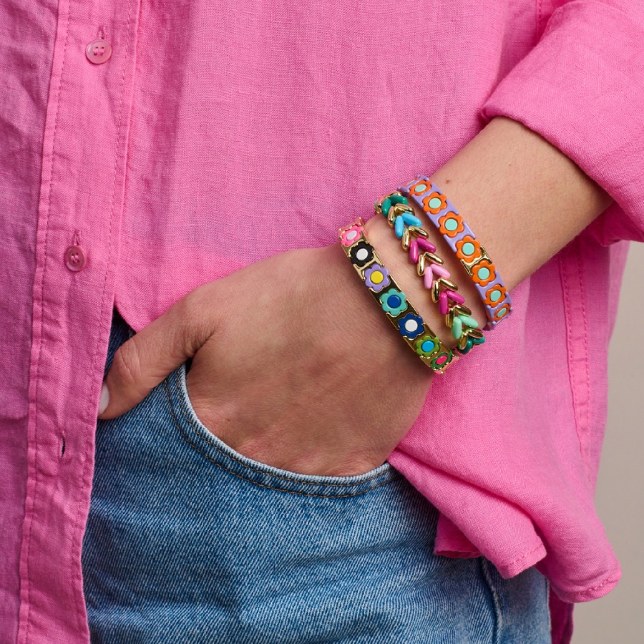 Pinks Arrow Tile Bracelet