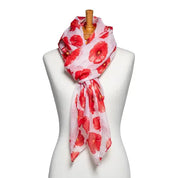 White Poppy Print Scarf