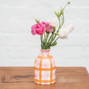 Pink & Orange Gingham Bud Vase