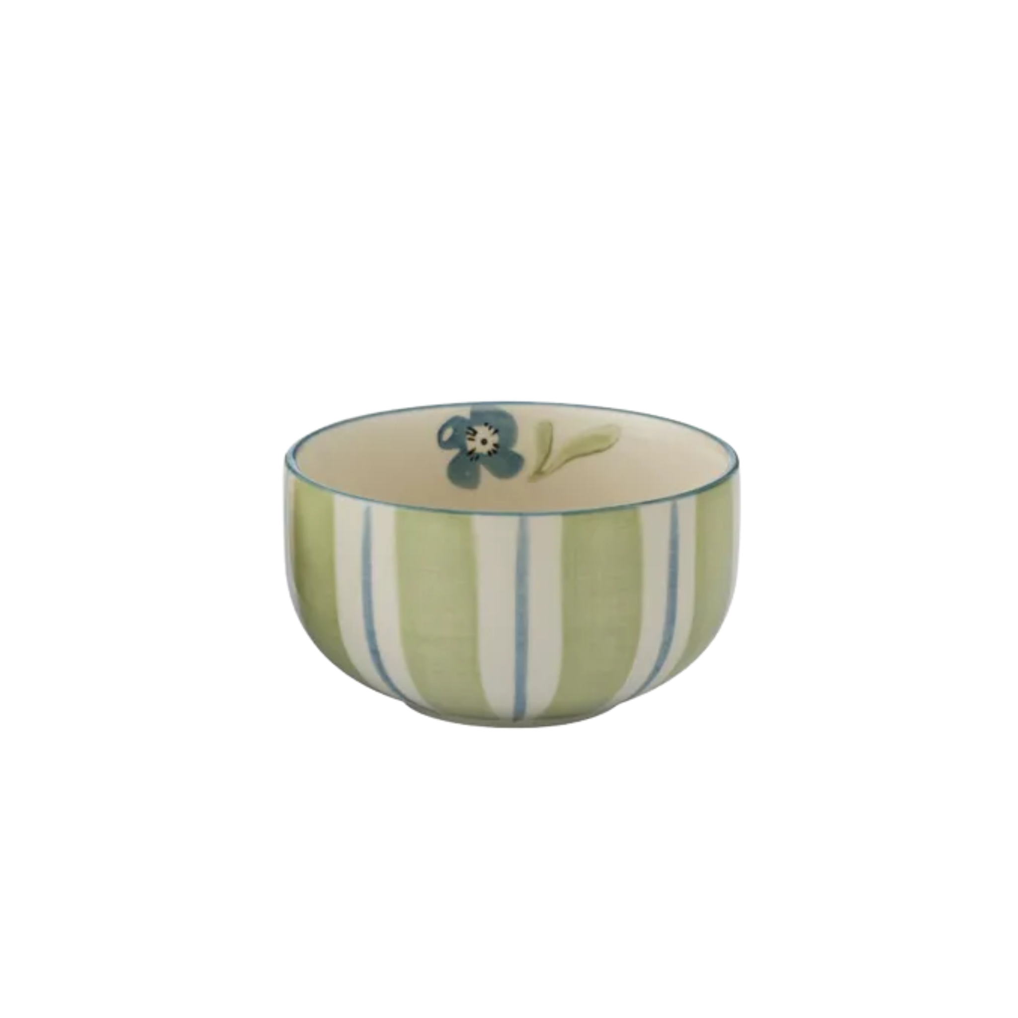Olga Ceramic Bowl Blue & Olive Stripe