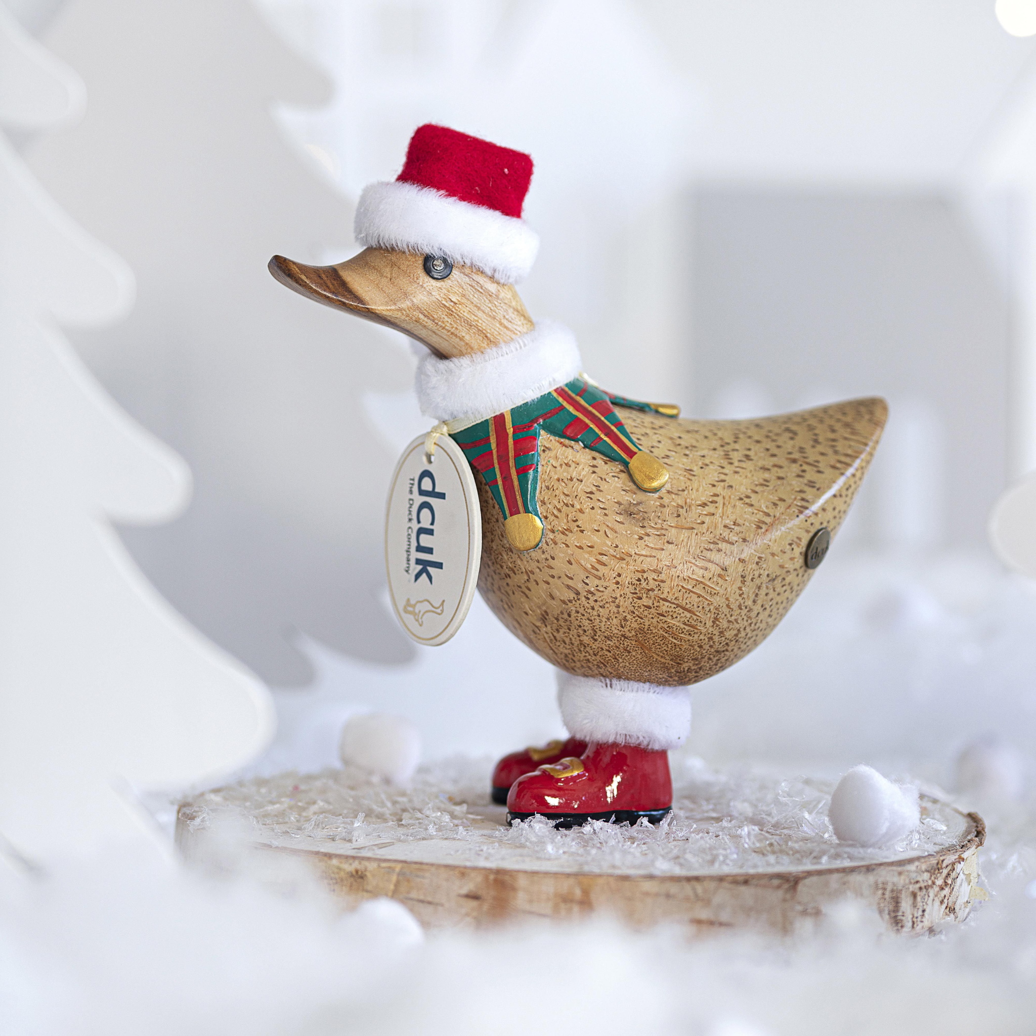 Traditional Tartan Christmas Ducky Elf Red