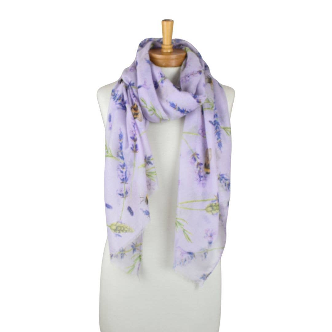 Purple Lavender Bees Garden Scarf