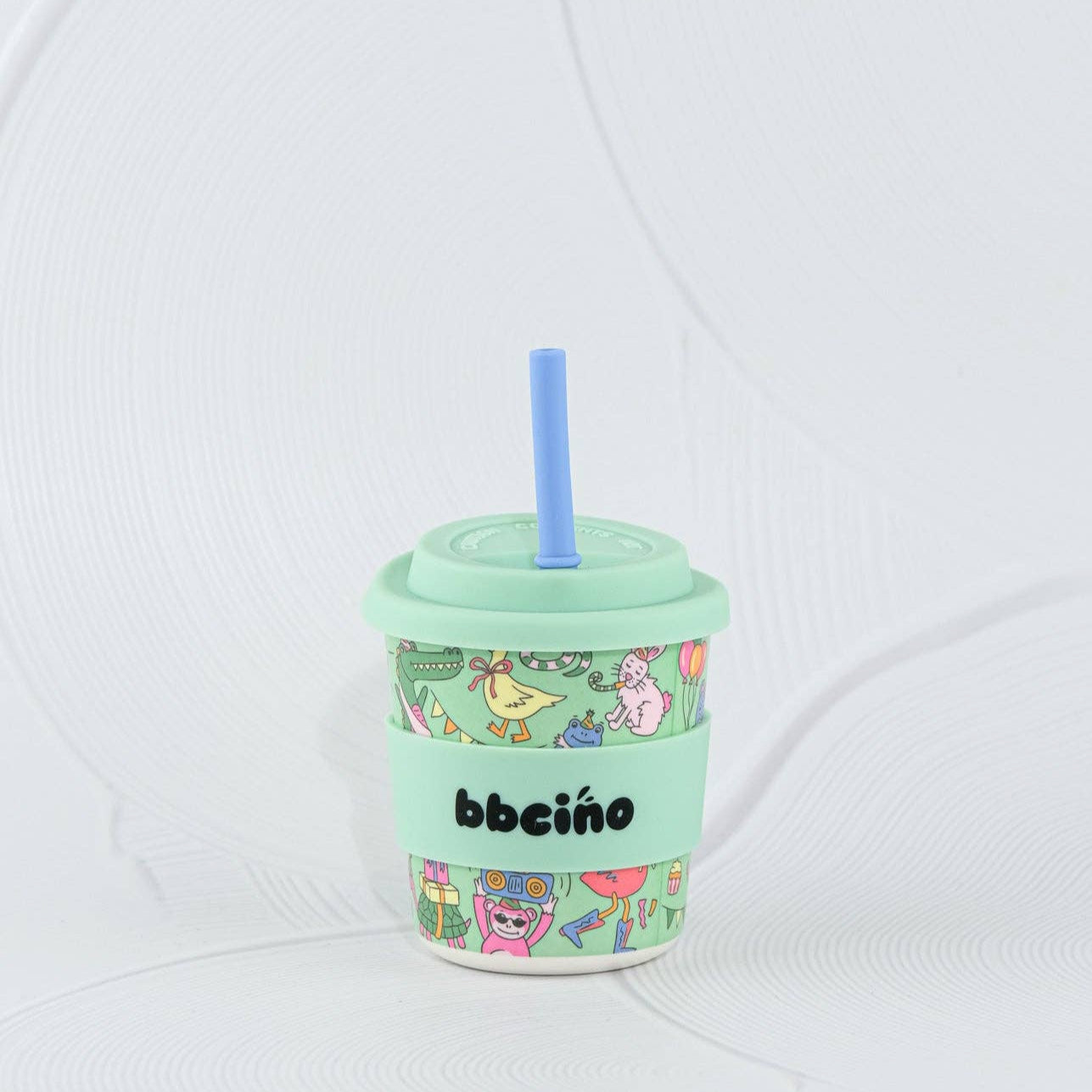 Reusable BambinoCino Bamboo Cup Party Animal Green (240ml)