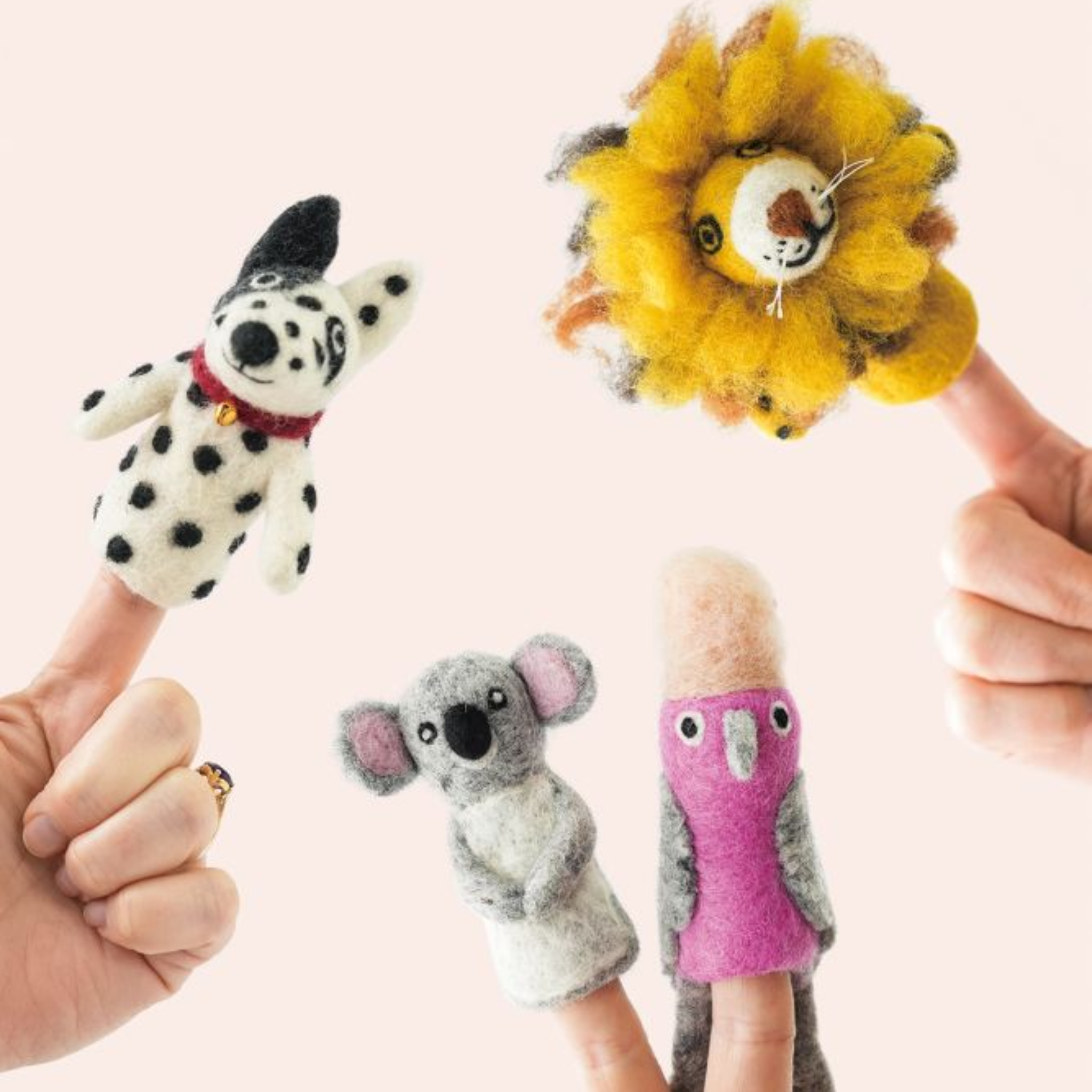 Handmade Felted Finger Puppet Elephant