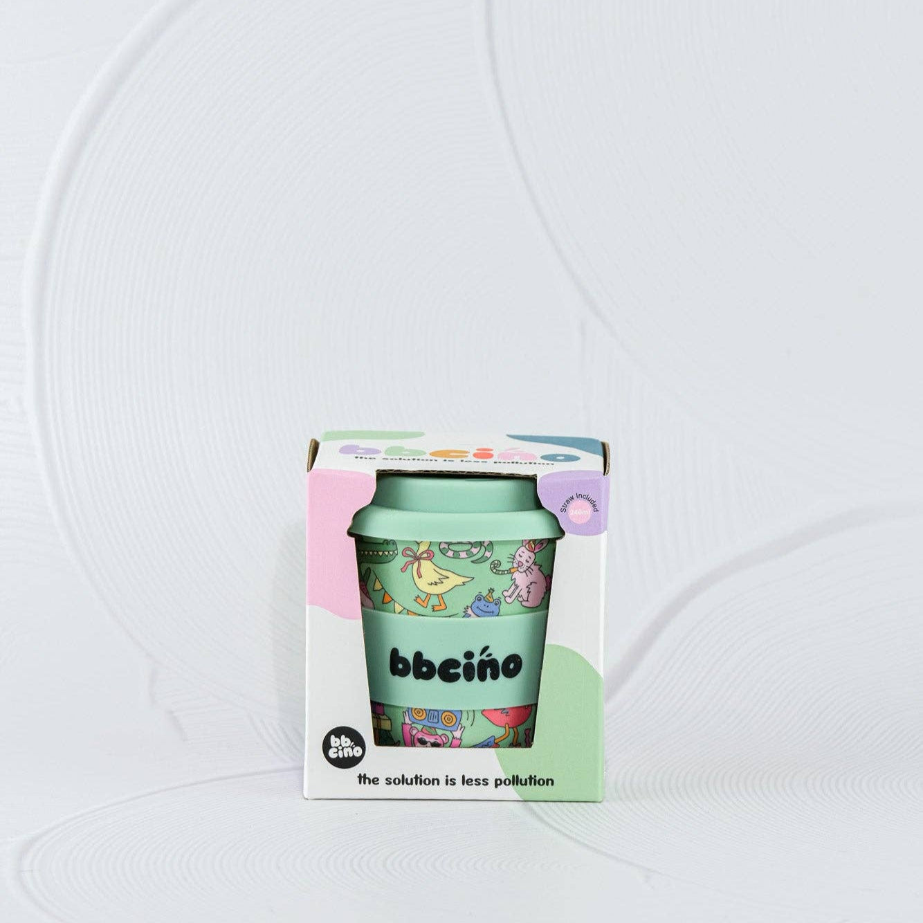 Reusable BambinoCino Bamboo Cup Party Animal Green (240ml)