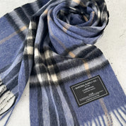 Thomson Enlarged Denim Scottish Tartan Lambswool Scarf