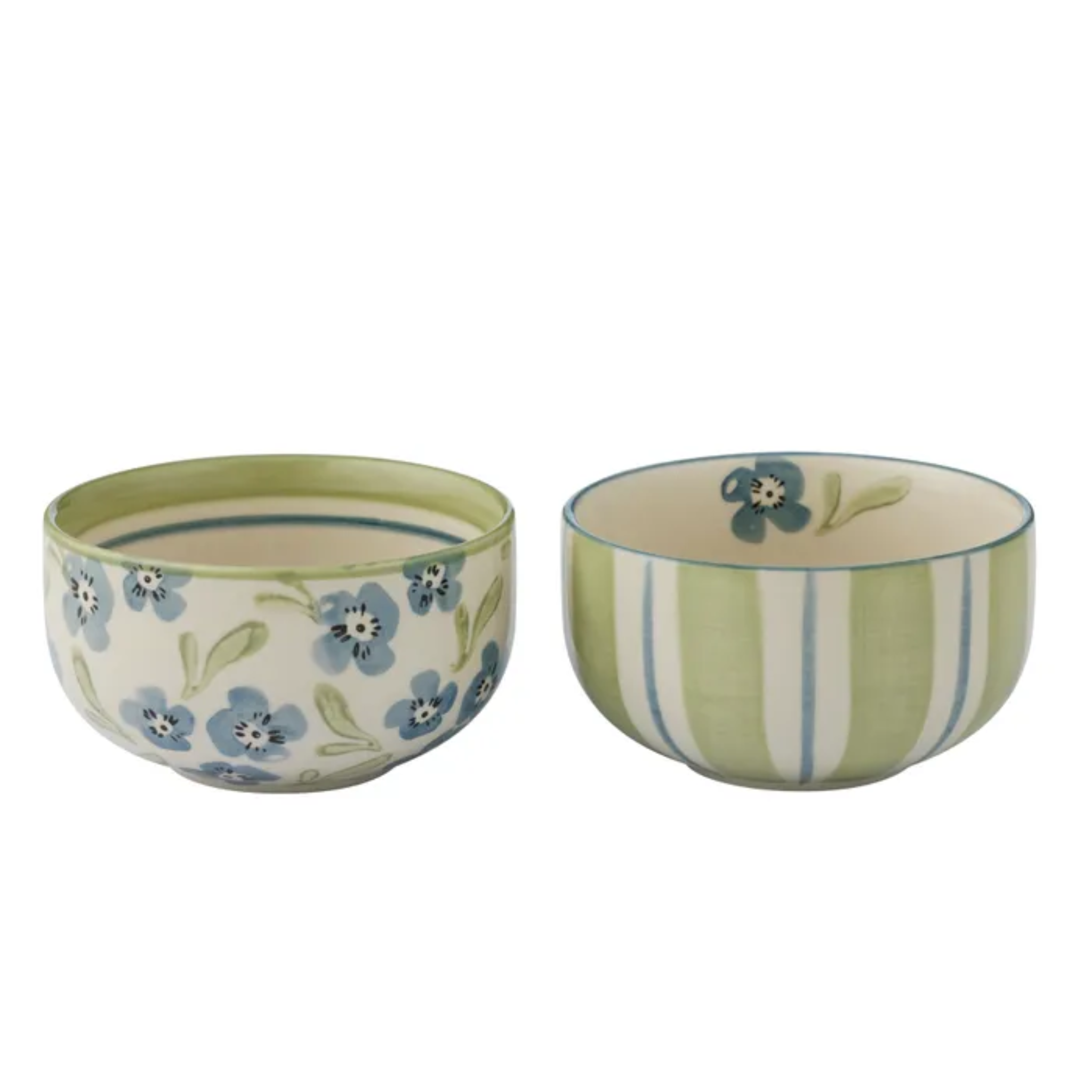 Olga Ceramic Bowl Blue & Olive Stripe
