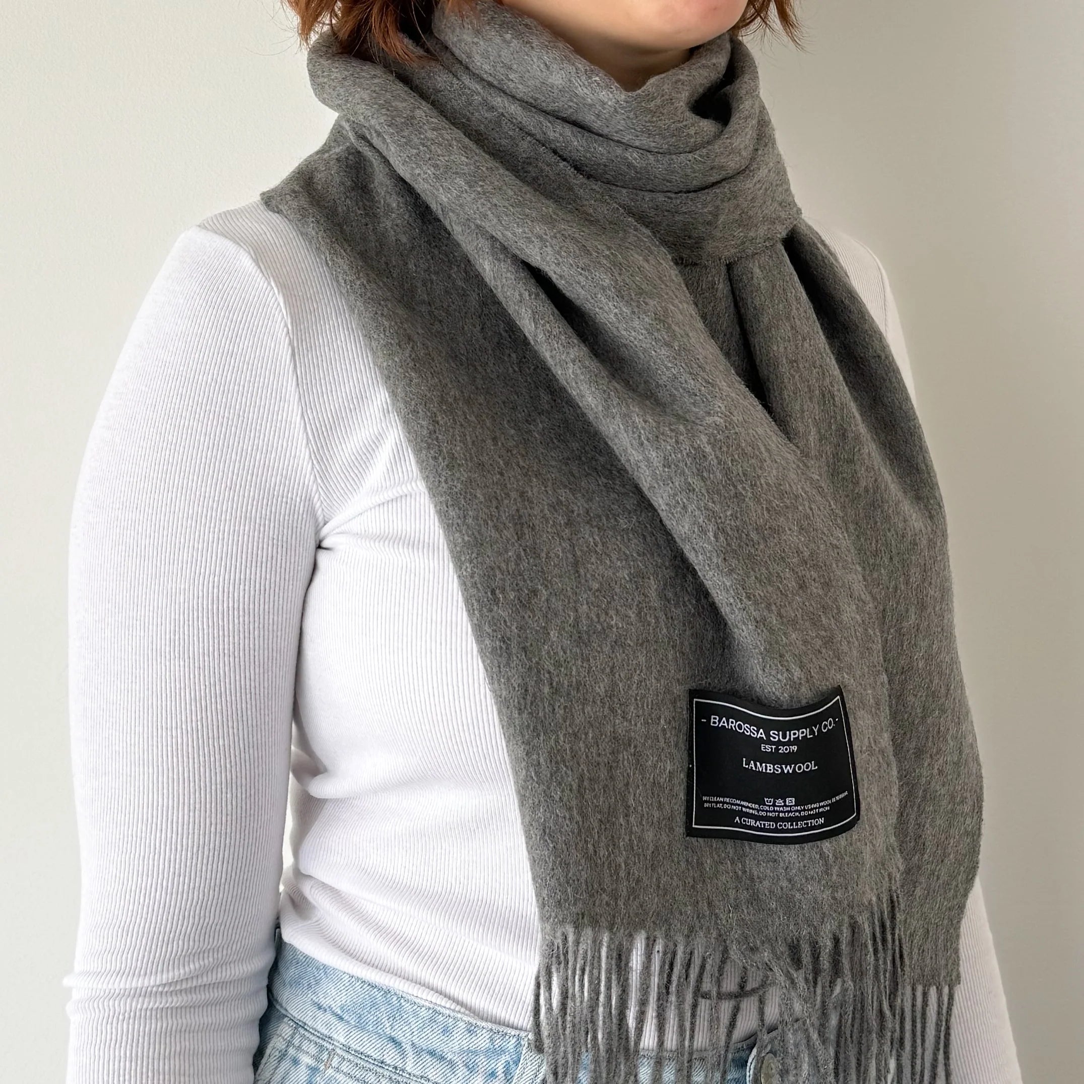 Winter Grey Lambswool Scarf
