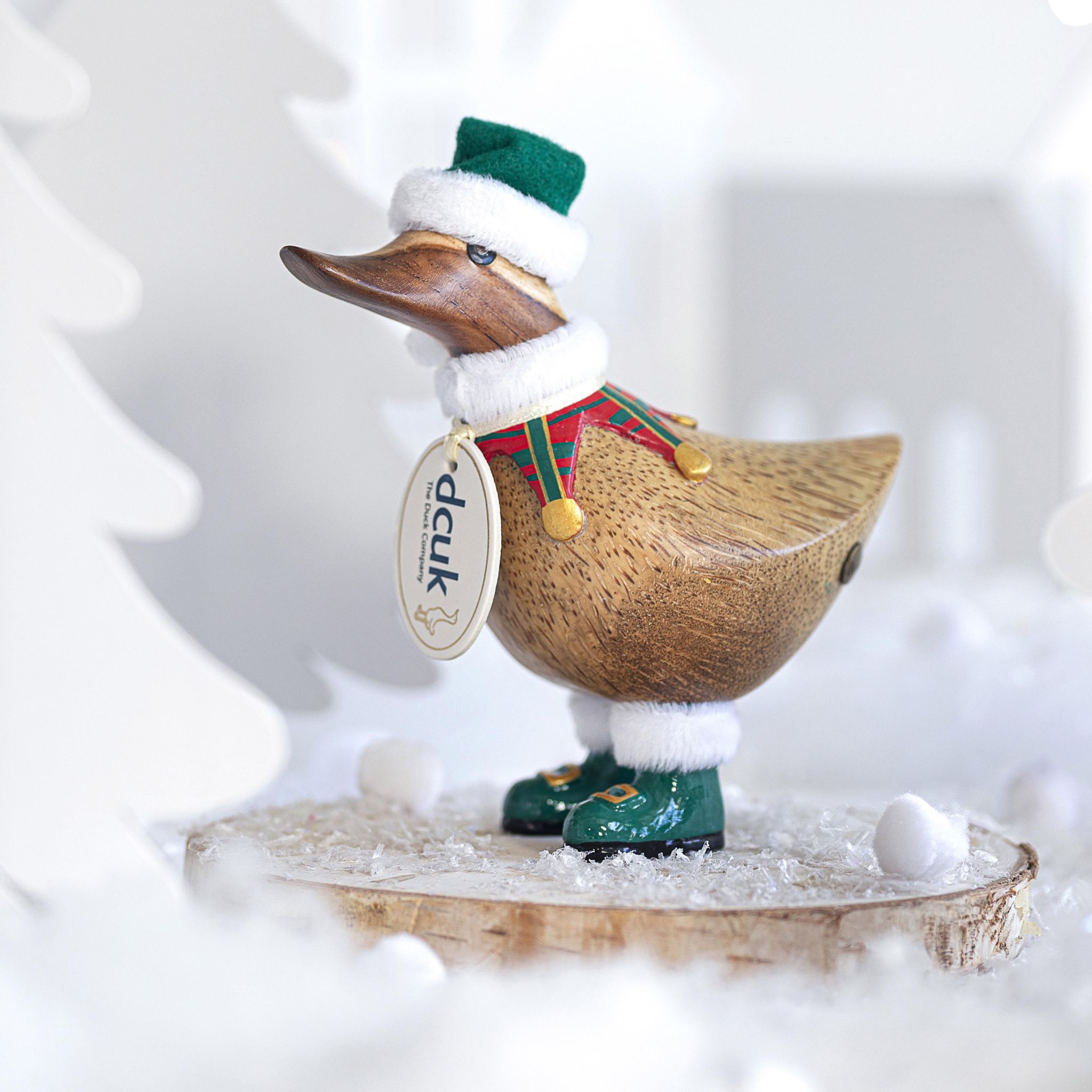 Traditional Tartan Christmas Ducky Elf Green