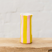 Pink & Yellow Stripe Small Vase