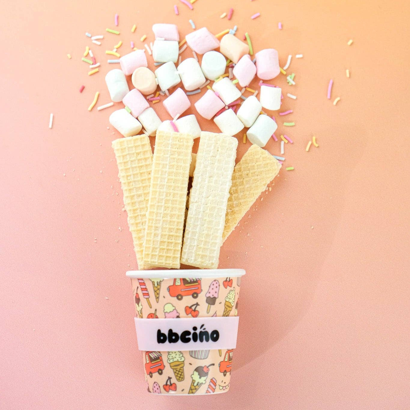 Reusable Babycino Bamboo Cup Scoops in Pink (120ml)