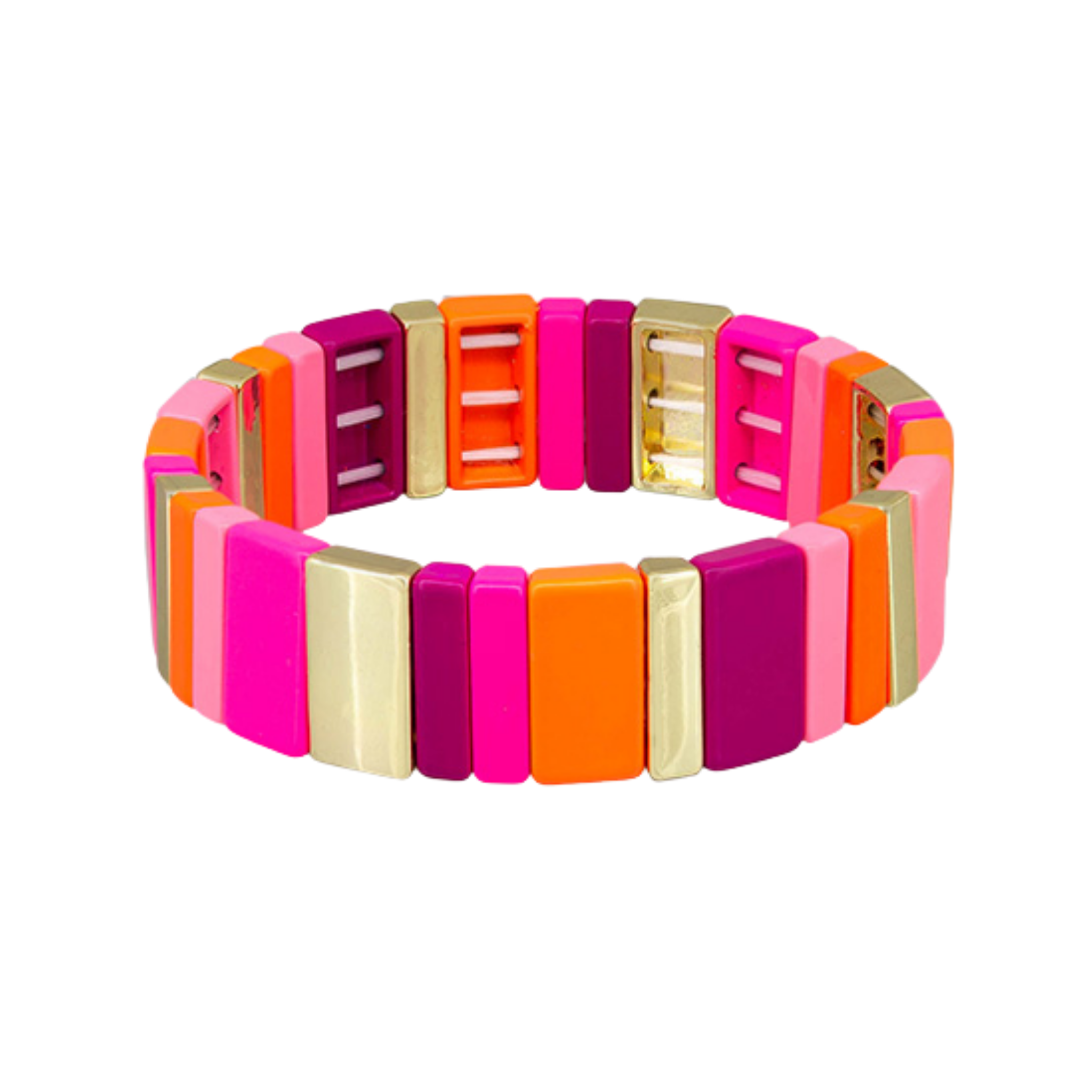Pink and Gold Wide Tile Bracelet