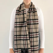 Thompson Light Beige Scottish Tartan Lambswool Scarf