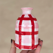 Pink & Red Gingham Bud Vase