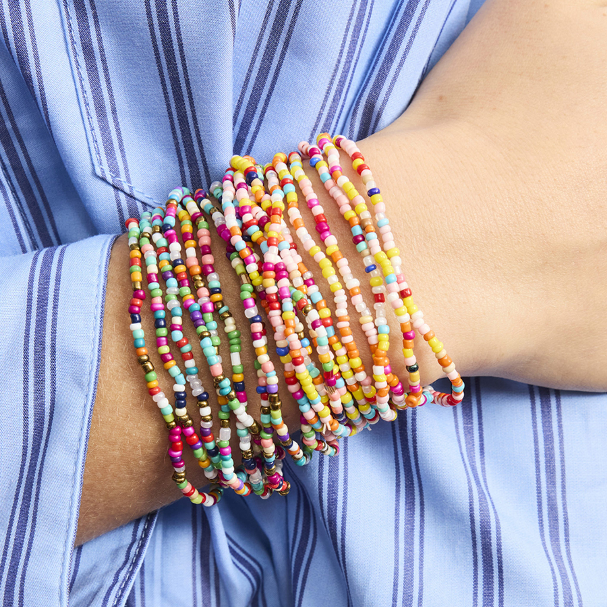 Set Of 2 Multi-Coloured Beaded Bracelets