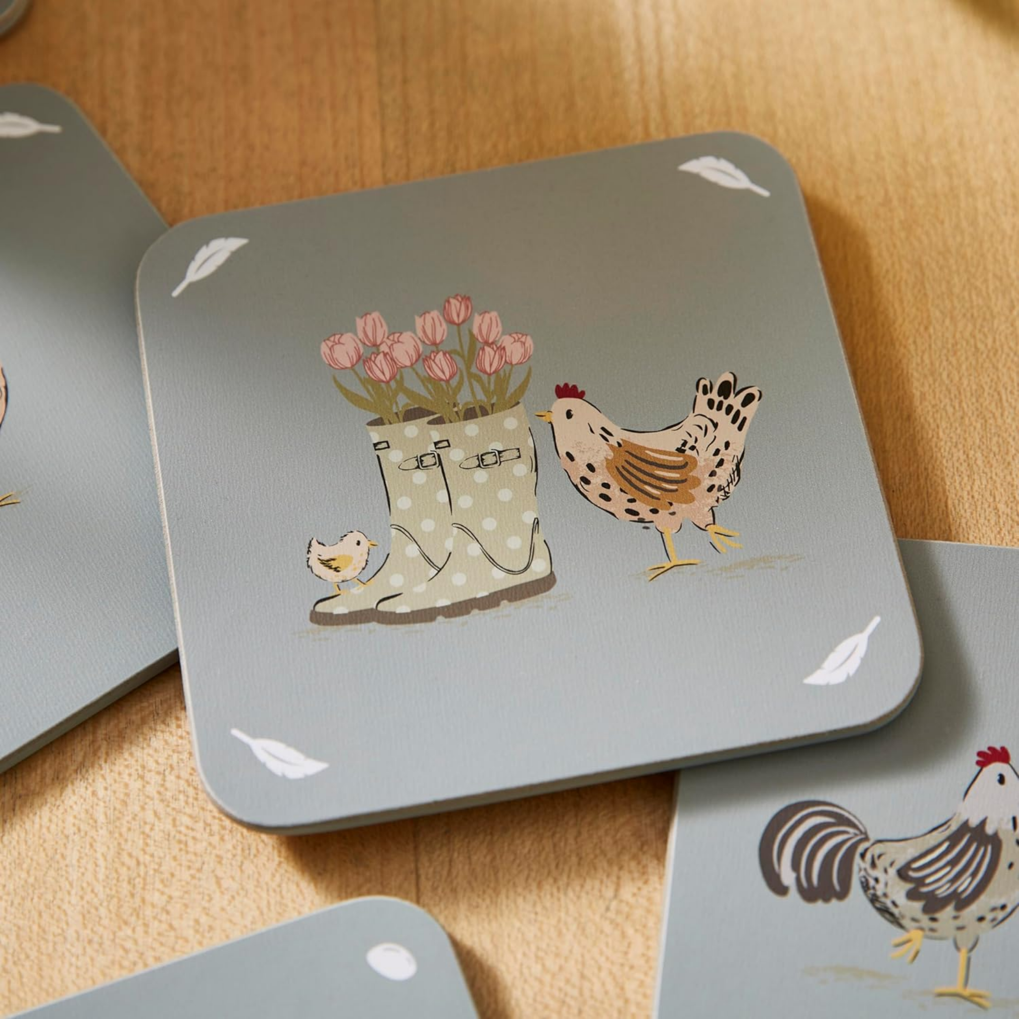 Set Of 4 Coasters Hen House Lane