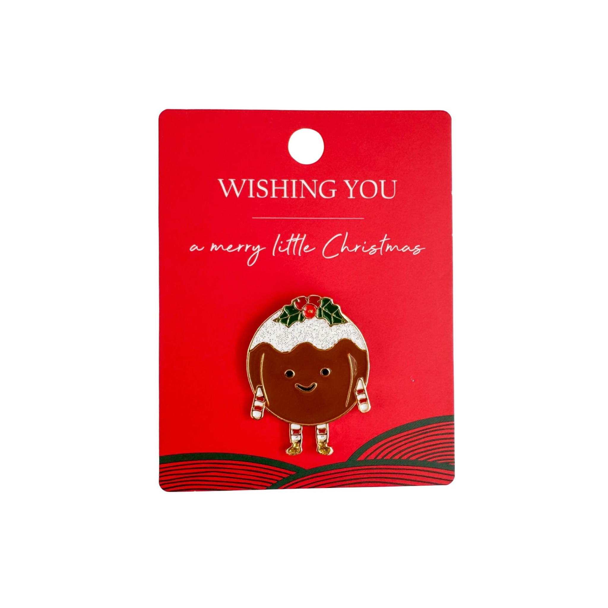 Festive Friends Pudding Memento Pin Brown