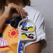 Mini Beaded Handbag Keychain Cherry & Lemon