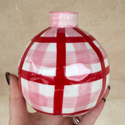 Pink & Red Gingham Round Bud Vase
