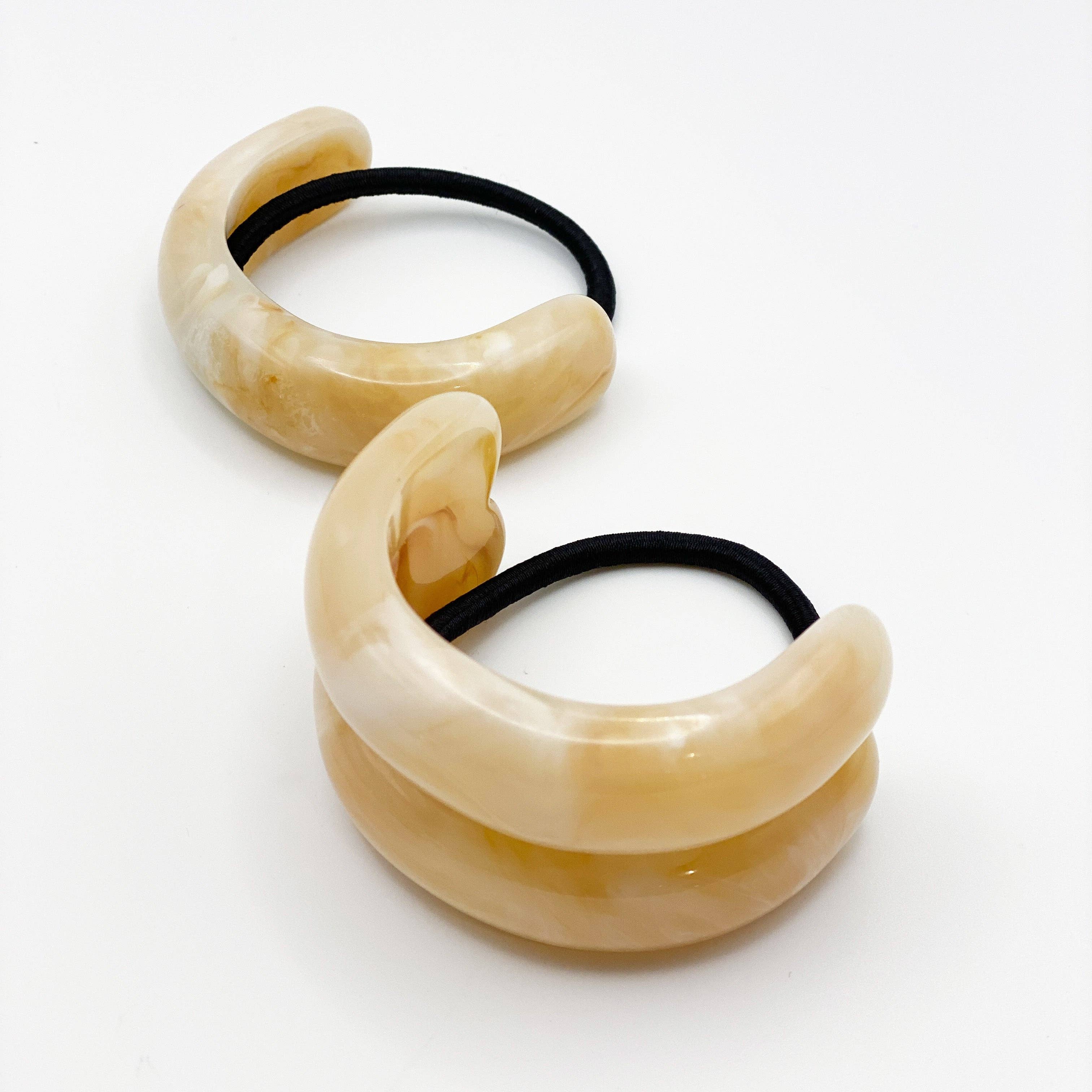 Double Crescent Hair Cuff Tie Champagne