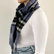 Thomson Enlarged Denim Scottish Tartan Lambswool Scarf