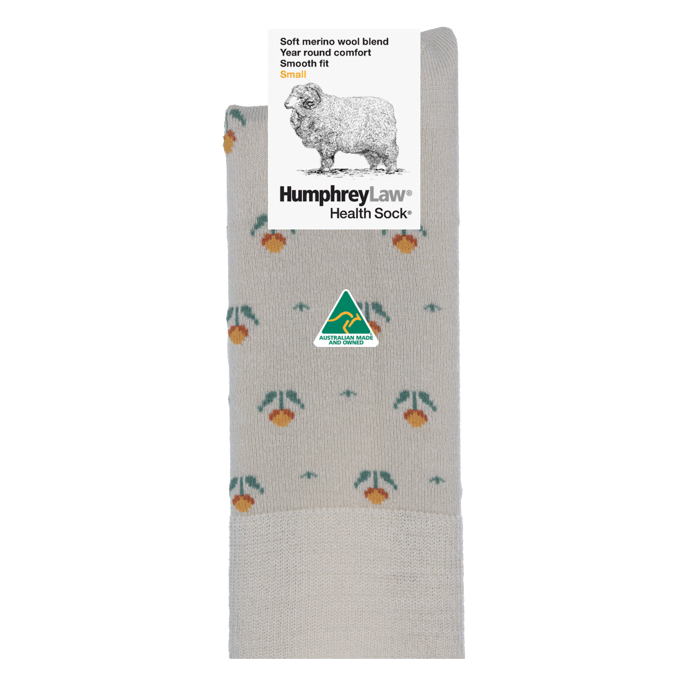 Fine Merino Wool Patterned Health Sock Bone Tulip