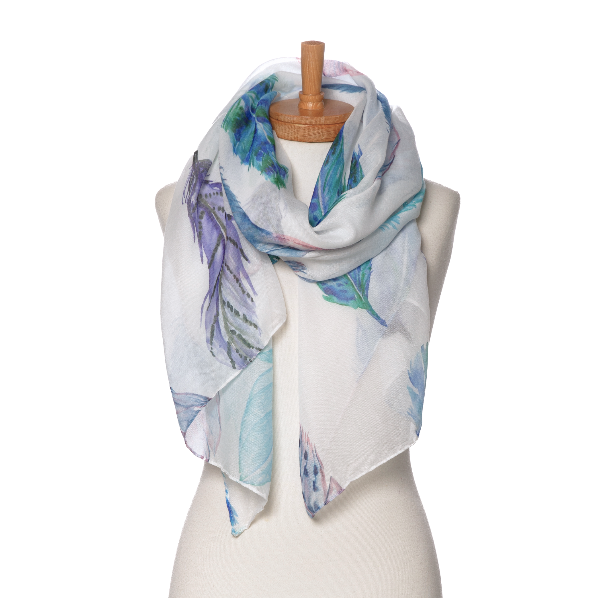 Blue Feather Pattern Scarf