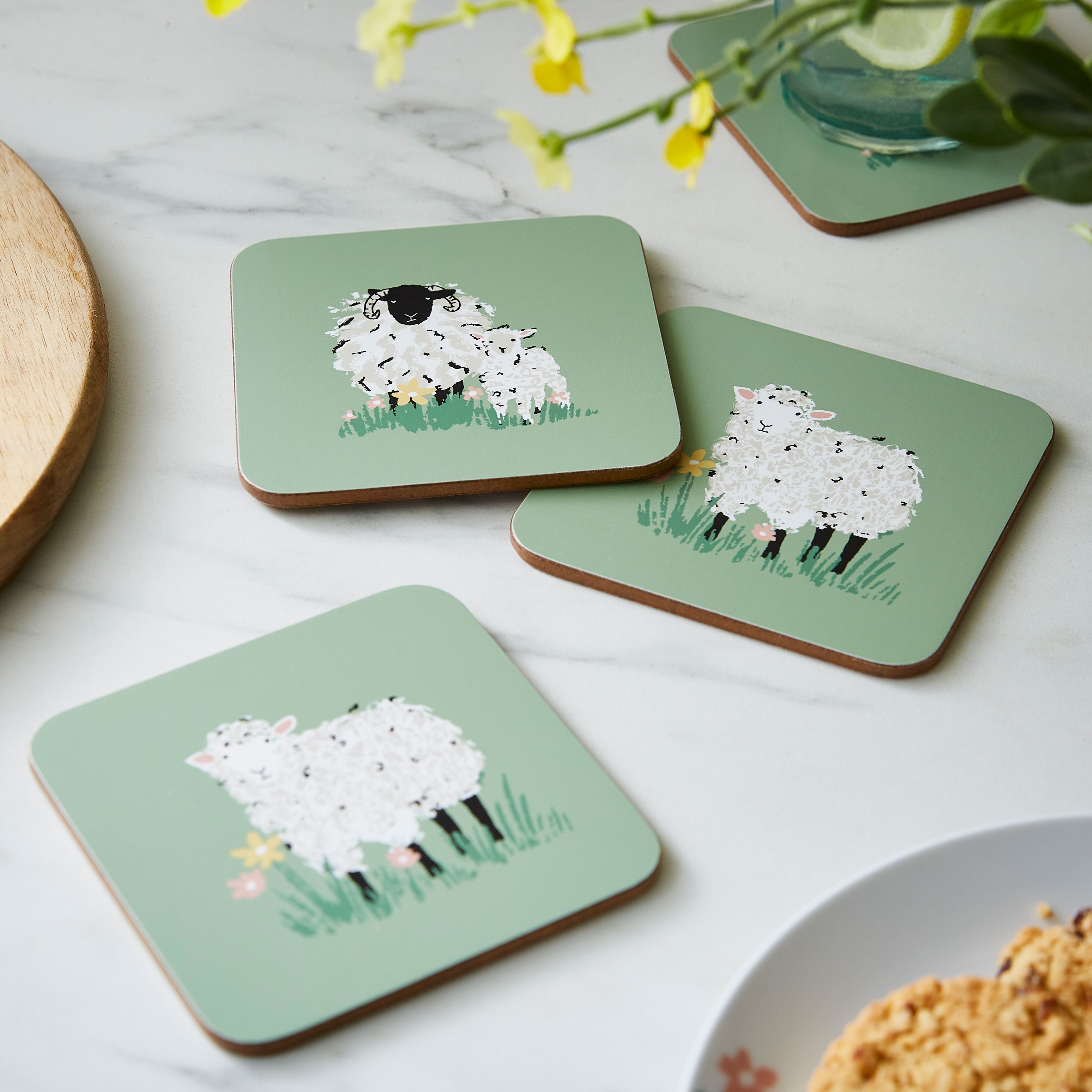 Woolly Sheep Set Of 4 Coasters