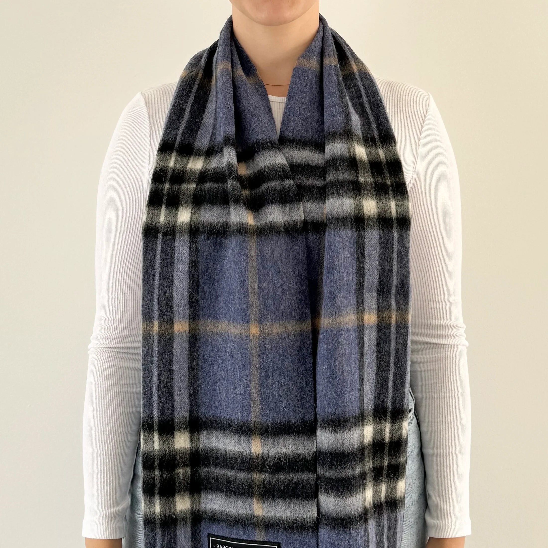 Thomson Enlarged Denim Scottish Tartan Lambswool Scarf
