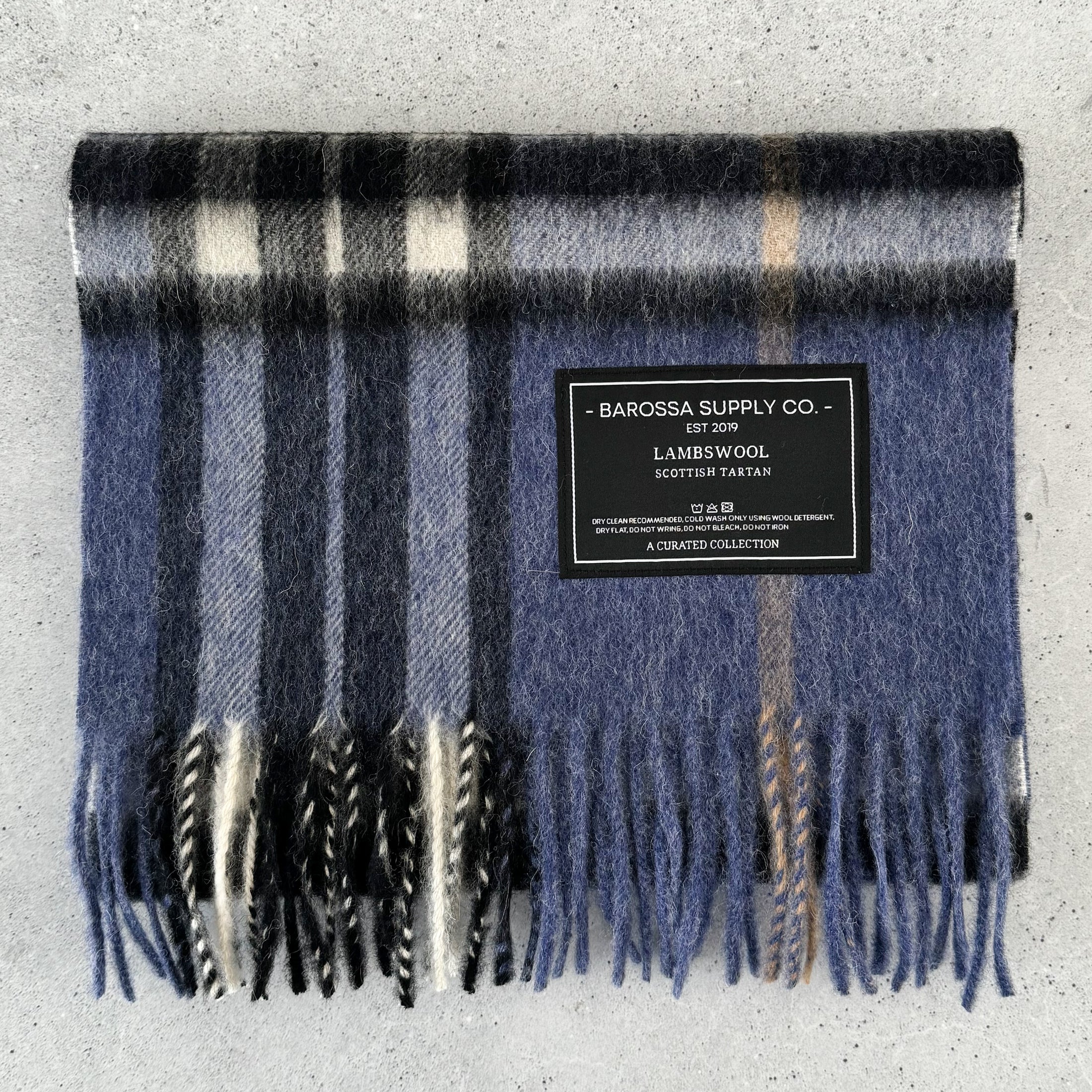 Thomson Enlarged Denim Scottish Tartan Lambswool Scarf