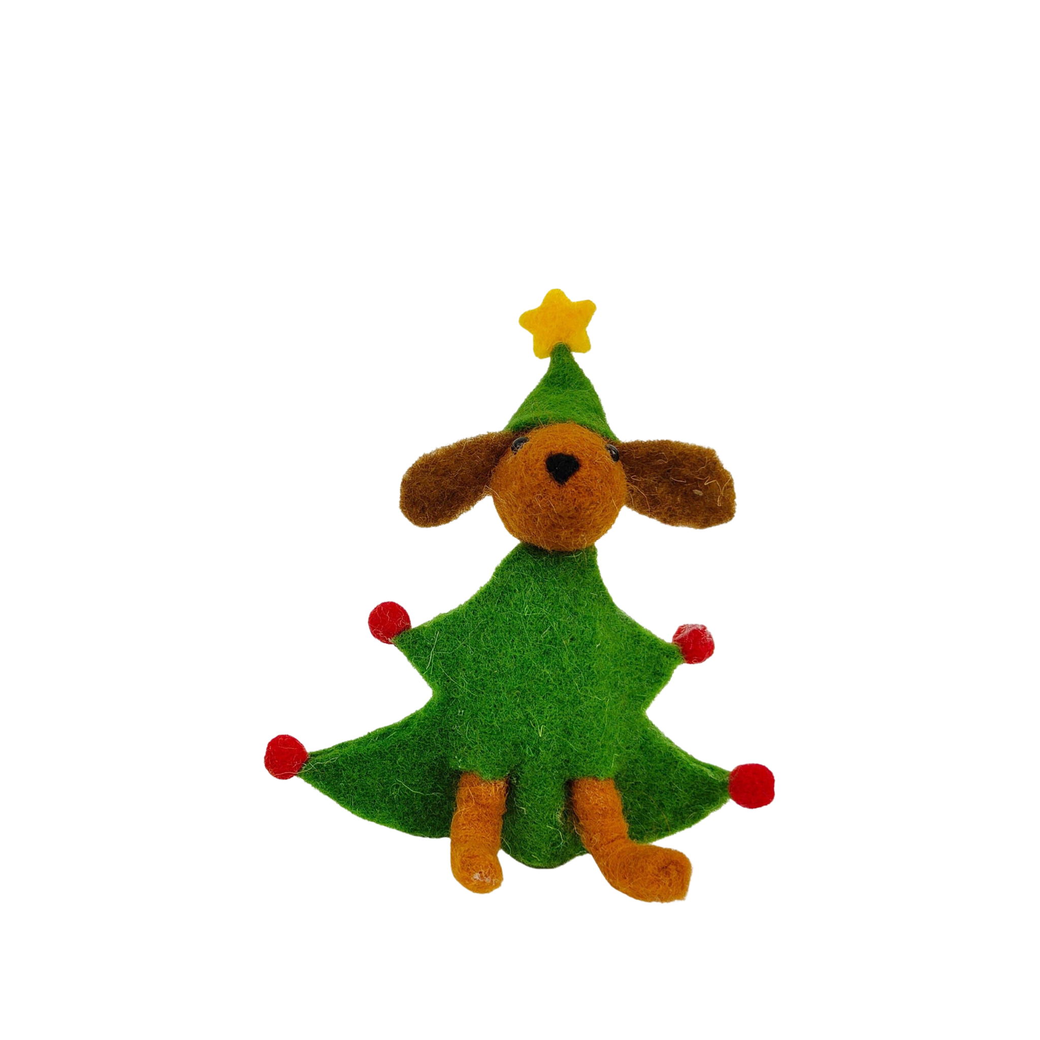 Felt Dog Christmas Tree Decoration Brown