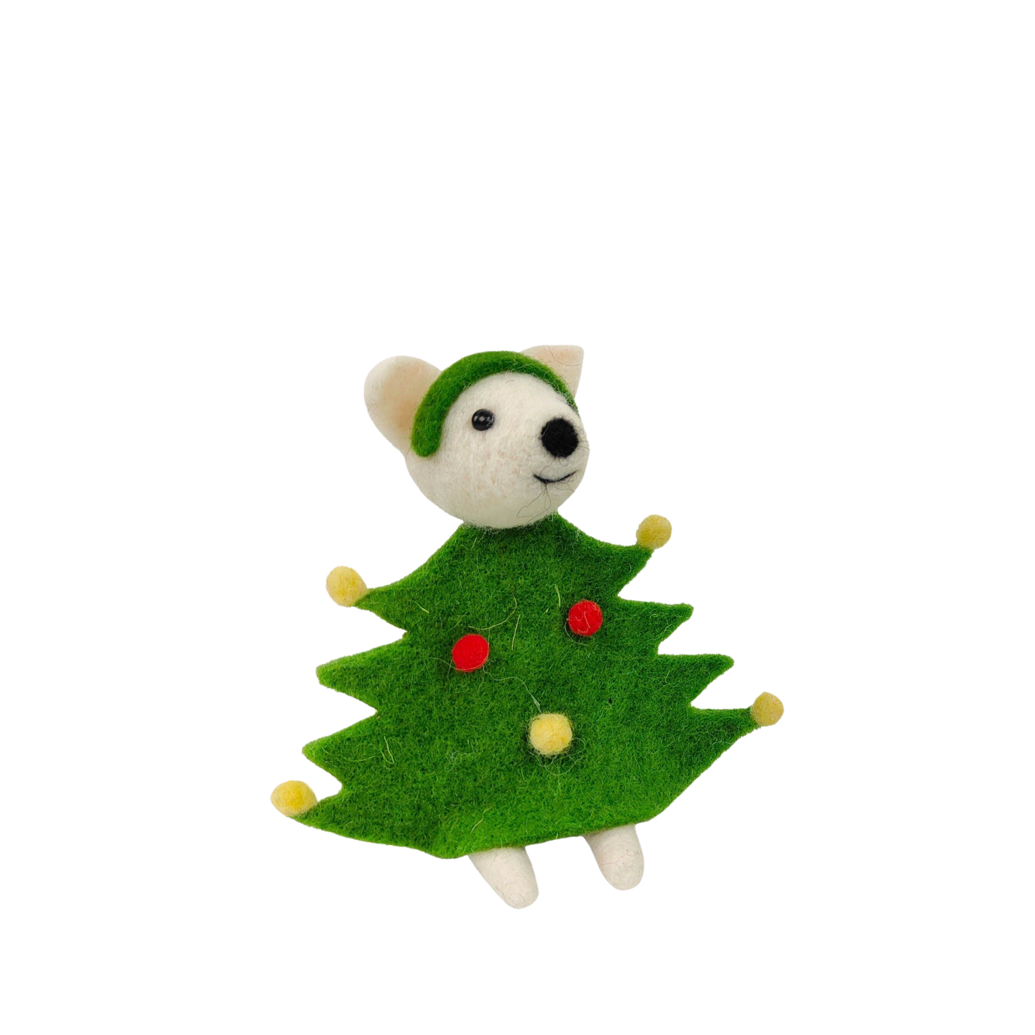 Felt Mouse Christmas Tree Decoration White