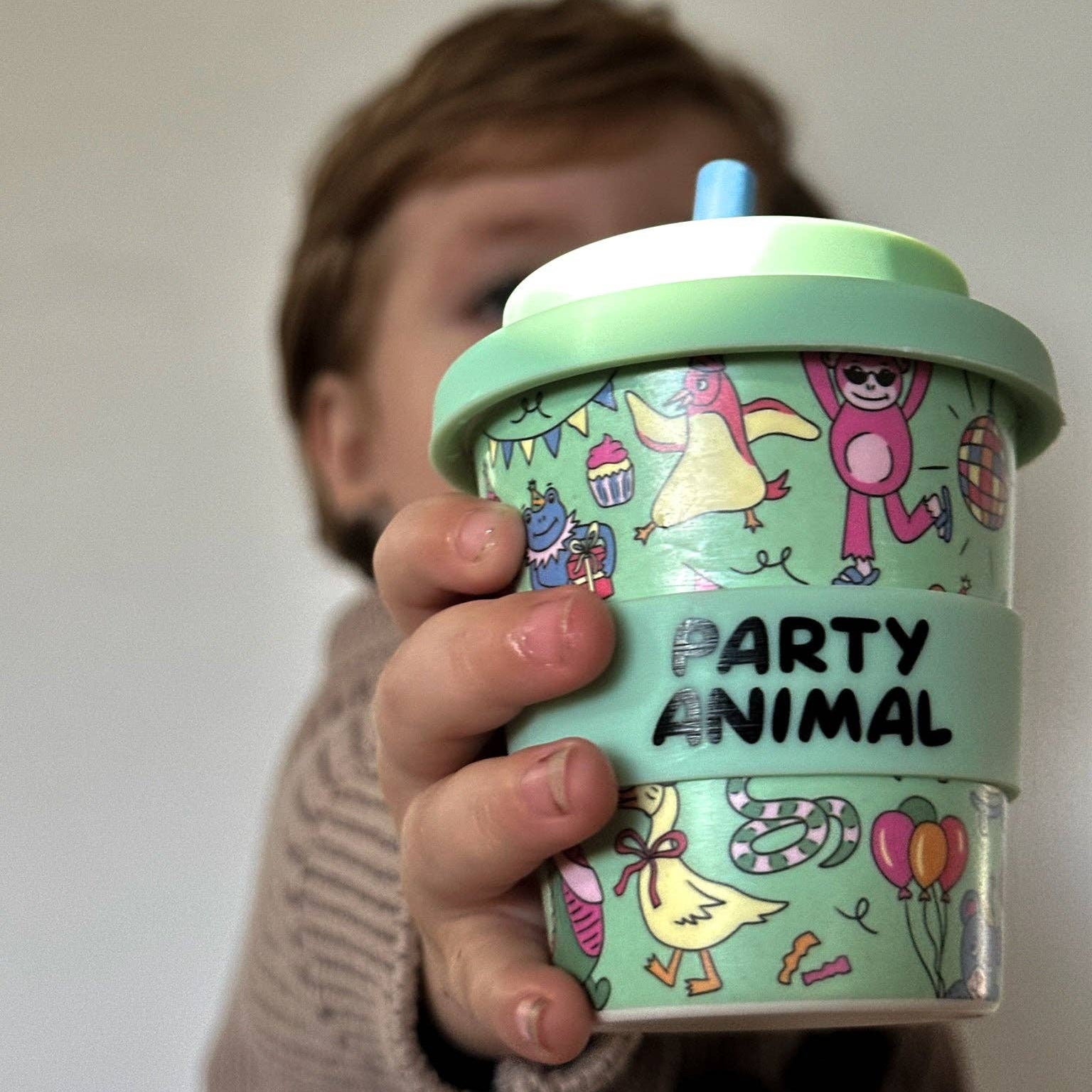 Reusable Babycino Bamboo Cup Party Animal Green (120ml)